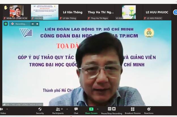 Chủ tịch Công đoàn ĐHQG-HCM phát biểu khai mạc